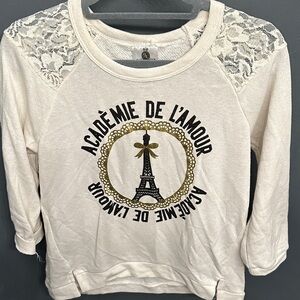 Women's Cream Lace Shoulder Top